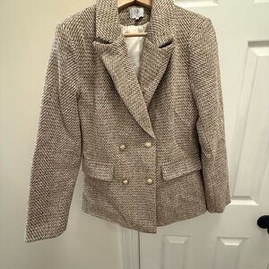 Chic Herringbone Blazer - Cream
